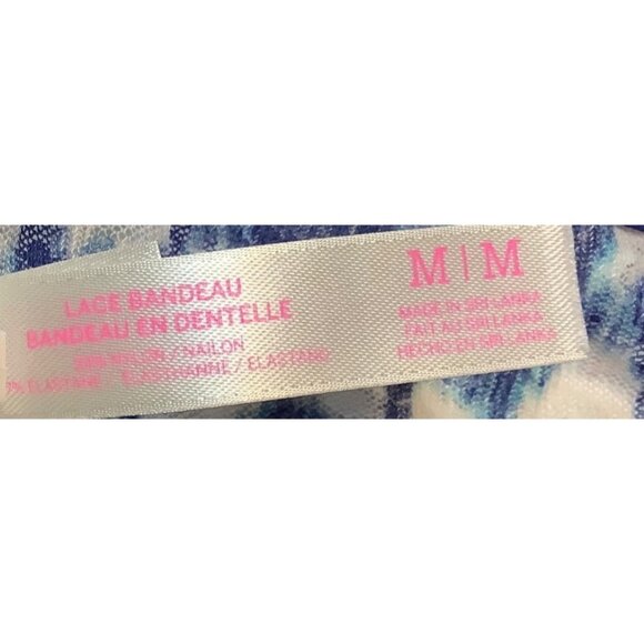 Victoria's Secret Pink Lace Bandeau Bra Medium Blue Abstract Print Strapless - Picture 5 of 6